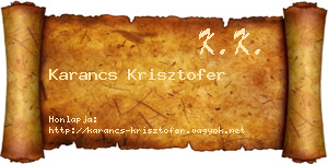 Karancs Krisztofer névjegykártya